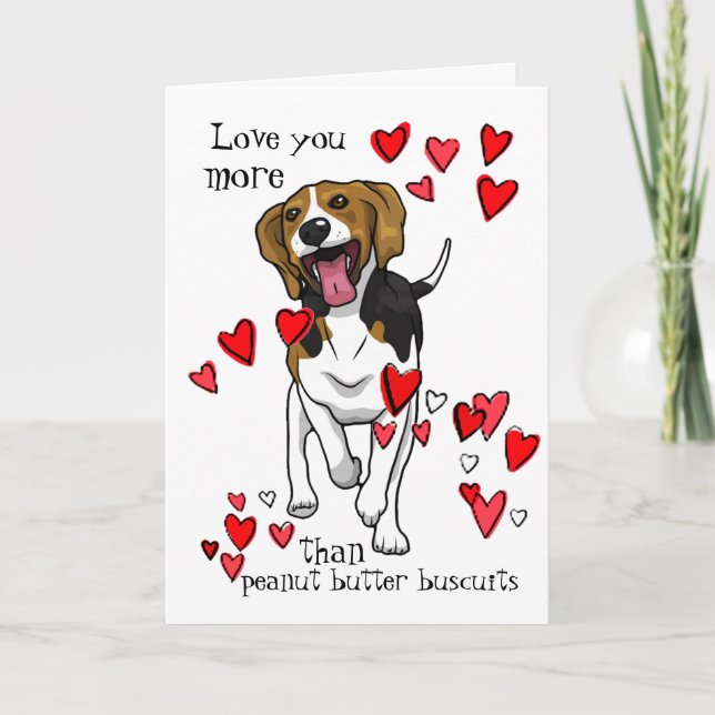 Tarjeta Te Amo San Valentín Beagle de Mantequilla de Maní  (Anverso)