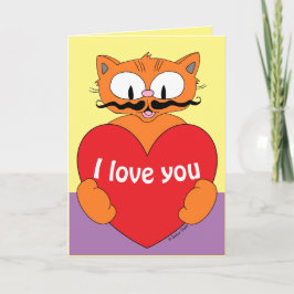 Tarjeta Te Amo San Valentín Lindo Gato De Dibujos Animados