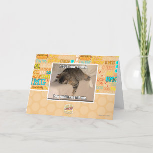 Tarjeta Te amo, sofá.