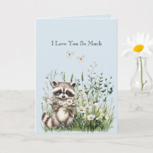 Tarjeta Te Amo Tanto Mapache Floral Mariposa