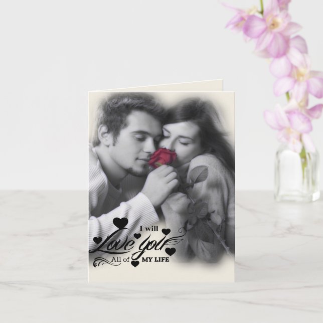 Tarjeta Te amo toda mi vida - Pareja de rosa rojo (Orquídea)