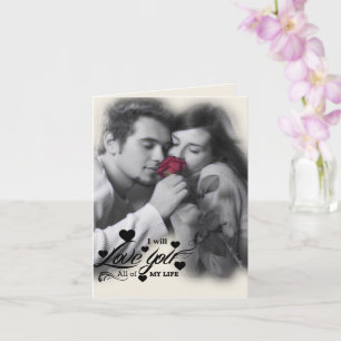 Tarjeta Te amo toda mi vida - Pareja de rosa rojo