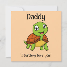 Tarjeta Te amo tortuosamente papá! Tortuga linda del Día d