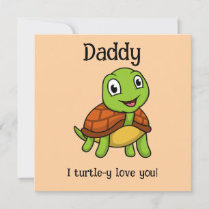 Tarjeta Te amo tortuosamente papá! Tortuga linda del Día d