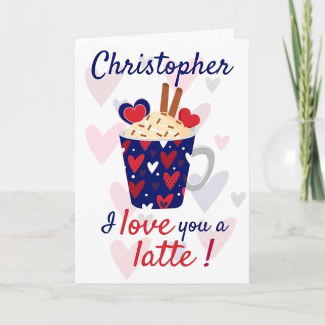 Tarjeta ¡Te Amo Un Latte! Blue Valentines Funny (Anverso)