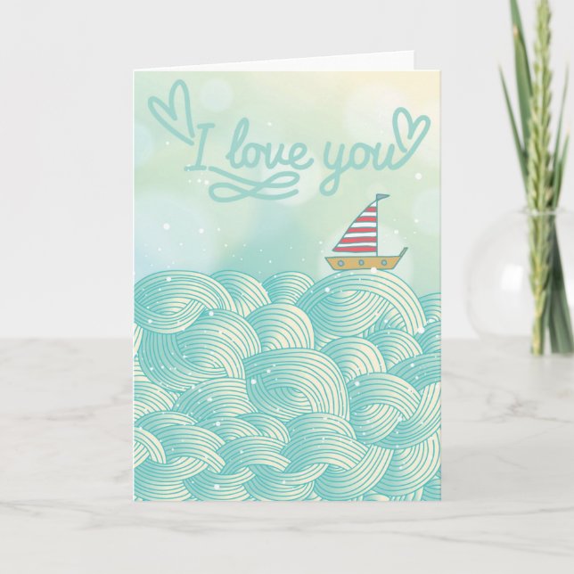 Tarjeta Te amo velero (Anverso)