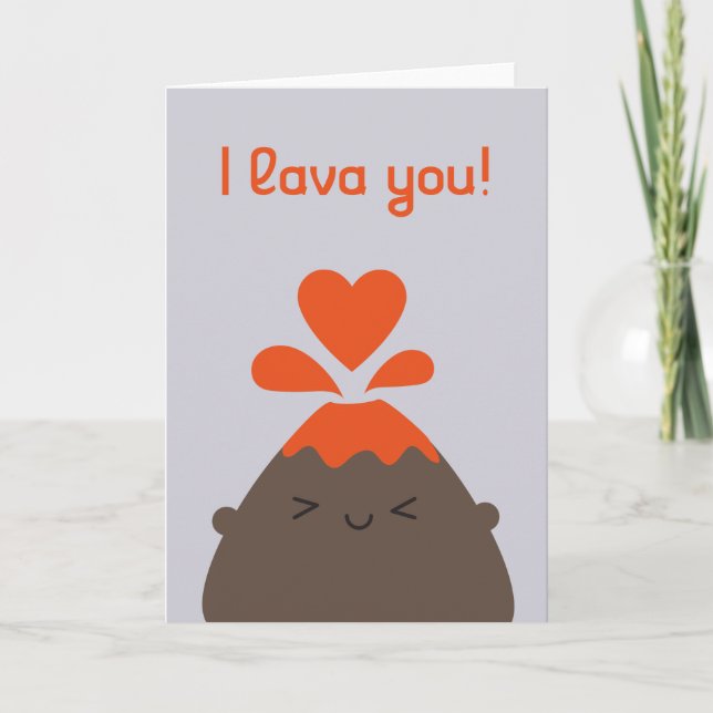 Tarjeta Te Amo Volcán Kawaii (Anverso)
