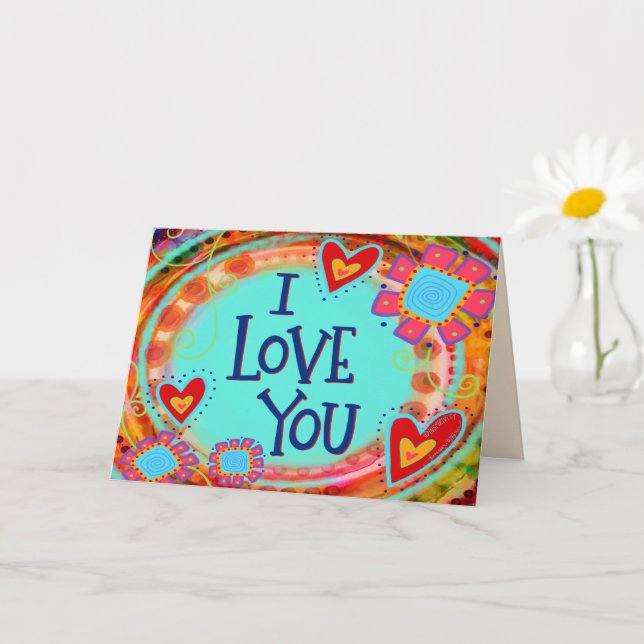 Tarjeta Te Amo Whimsical Floral Hearts Divertido Valentine (Planta pequeña)