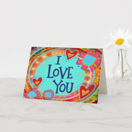 Tarjeta Te Amo Whimsical Floral Hearts Divertido Valentine