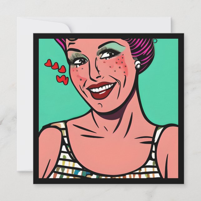 Tarjeta Te Amo xoxo Arte Pop Retro (Anverso)