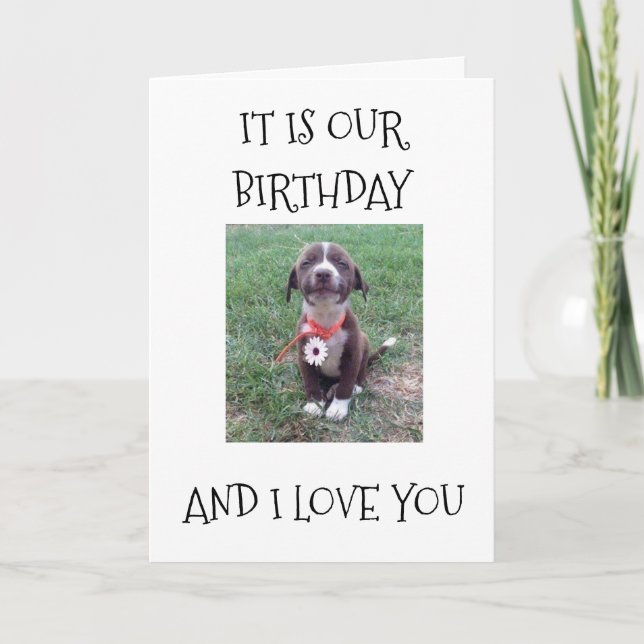 TARJETA TE AMO Y FELIZ "CUMPLEAÑOS MUTUOS" (Anverso)