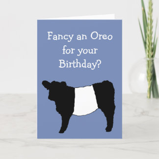 Tarjeta ¿Te apetece un Oreo? Vaca Belted Galloway
