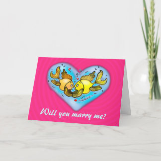 Tarjeta ¿TE CASARÁS CONMIGO de suerte pez dorado cogiendo 