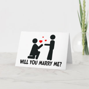 Tarjeta ¿Te Casarás Conmigo, Mujer Y Hombre De Knee Bended