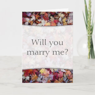 Tarjeta "¿Te casarás conmigo?" + Rústicas hojas de otoño