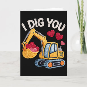 Tarjeta Te Cavo Lindo Diseño de San Valentín de Excavadora