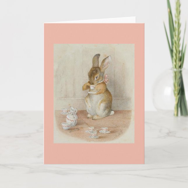 Tarjeta Té de bebida de conejo por Beatrix Potter (Anverso)