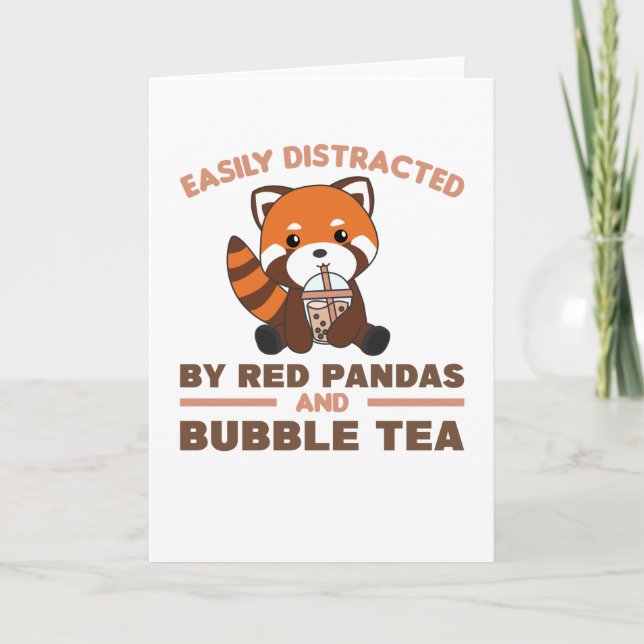 Tarjeta Té de burbuja Rojo Panda Chocolate Cute Animales B (Anverso)