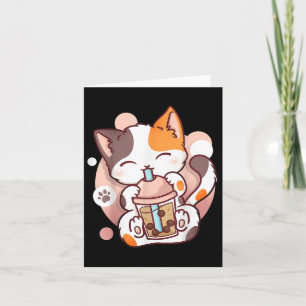 Tarjeta Té de burbujas de gato Boba Tea Anime Kawaii Neko 