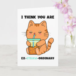 Tarjeta Té de burbujas gatito eres un pun de pajita extrao