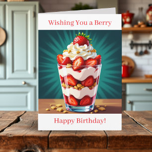 Tarjeta Te deseamos un feliz cumpleaños con frutos rojos