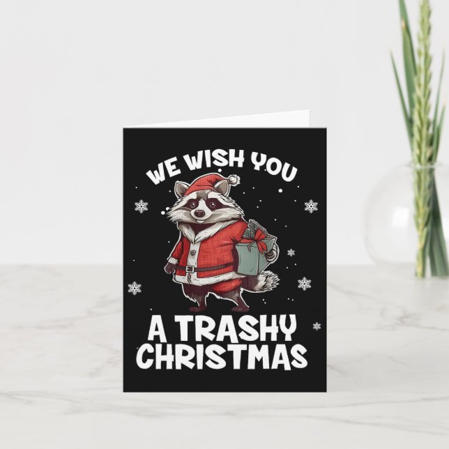 Tarjeta Te Deseamos Un Trashashy Navidades Raccoon Animal  (Anverso)