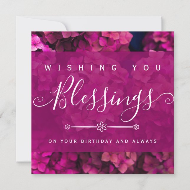 Tarjeta Te deseo bendiciones en tu cumpleaños con flores (Anverso)