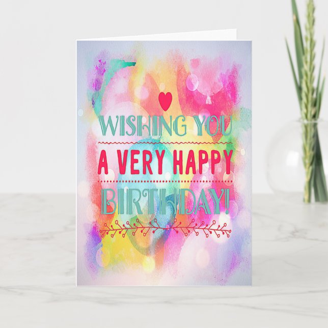Tarjeta "¡Te Deseo Un Cumpleaños Muy Feliz!" (Anverso)