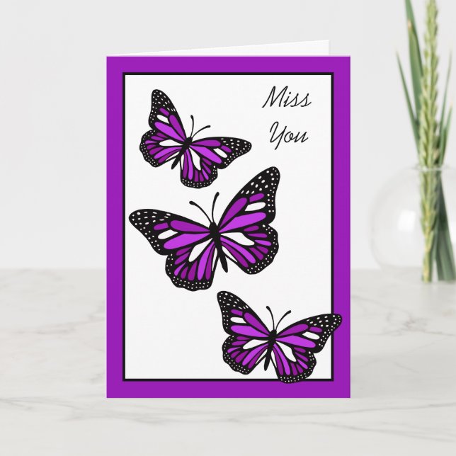Tarjeta Te echo de menos, Bonito Butterflies Card (Anverso)