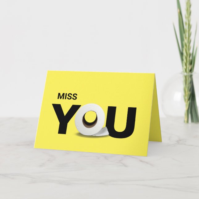 Tarjeta Te echo de menos el papel higiénico en amarillo (Anverso)