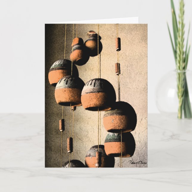 Tarjeta Te echo de menos, espiral de arcilla, campanas de  (Anverso)