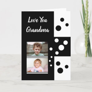 Tarjeta Te encanta la abuela en blanco y negro con fotos