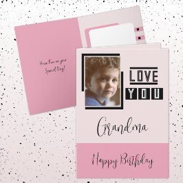 Tarjeta Te encanta que la abuela agregue la foto color ros