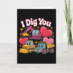 Tarjeta Te Encuentro Adorable Diseño De Camiones De Constr