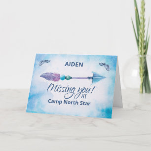 Tarjeta Te extrañamos en la flecha de nombre personalizado
