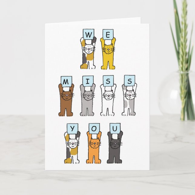 Tarjeta Te Extrañamos Los Gatos Personalizados (Anverso)