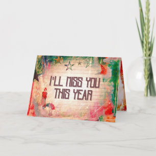 Tarjeta Te extrañaré este año a los Navidades de Grunge St