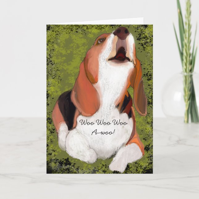 Tarjeta Te extraño! Aullido de Beagle lindo Dobladillo (Anverso)