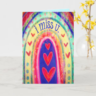 Tarjeta Te Extraño Corazones Coloridos Arcoiris Alegres