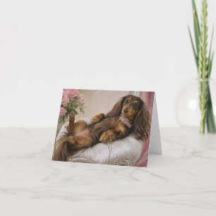 Tarjeta Te extraño Dachshund de pelo largo