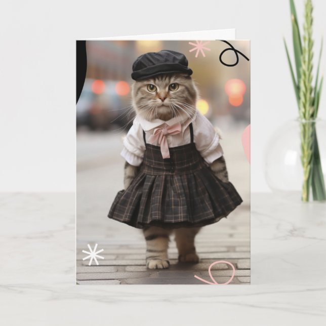 Tarjeta Te extraño Gato de bienvenida (Anverso)