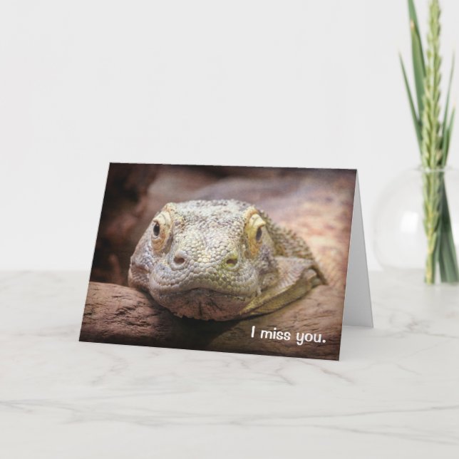 Tarjeta Te Extraño Komodo Dragon Reptile Que Te Extraña (Anverso)