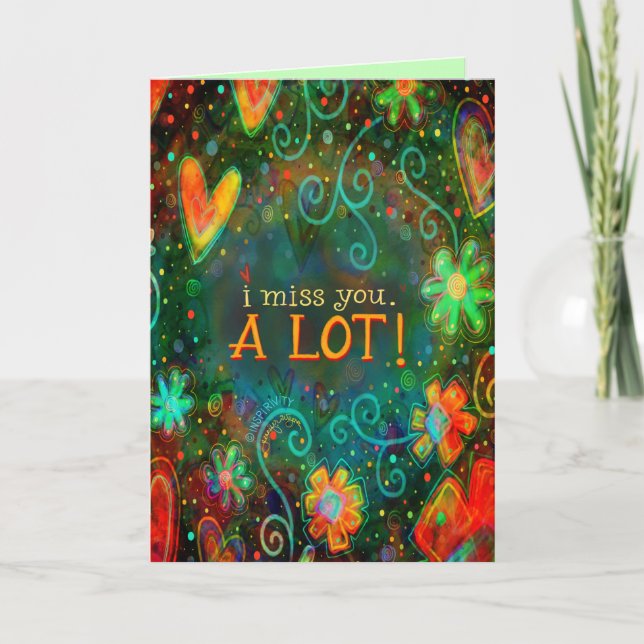 Tarjeta Te Extraño La Bonito Del Corazón Floral. (Anverso)