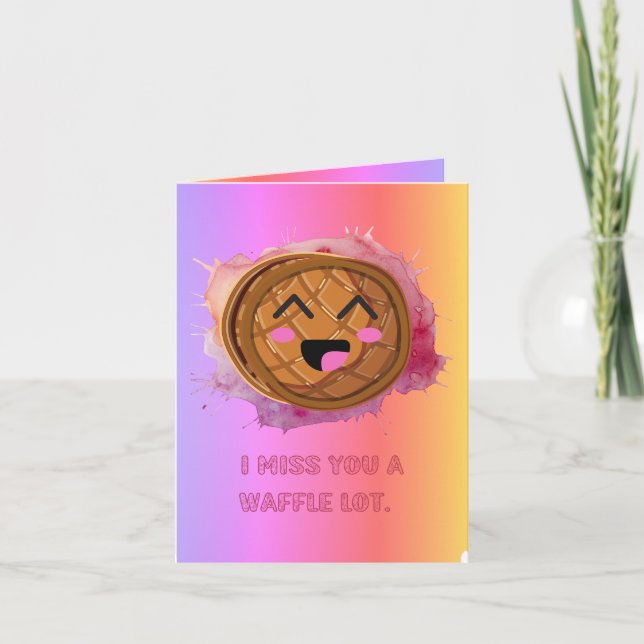 Tarjeta Te Extraño Un Pun De Comida Graciosa De Waffle Lot (Anverso)
