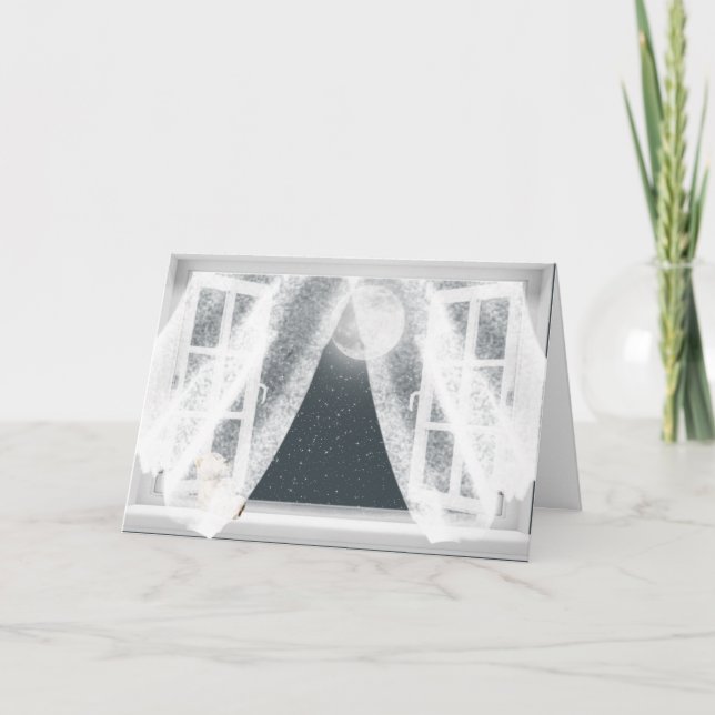 Tarjeta Te falta el osito de peluche en la ventana (Anverso)