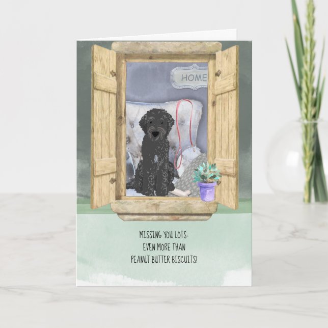 Tarjeta Te falta mucho perro negro de labrador en la venta (Anverso)
