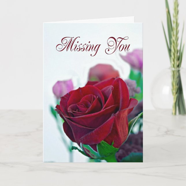 Tarjeta Te falta una carta con una rosa roja (Anverso)
