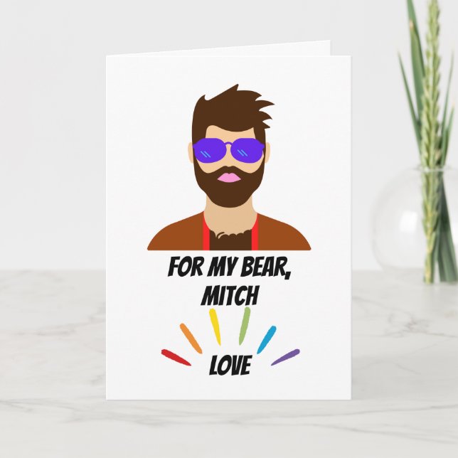 Tarjeta Te faltan y te abraza el oso tema gay (Anverso)