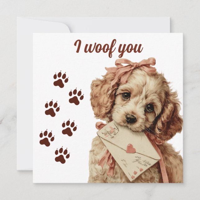 Tarjeta Te ladro Perrito Antiguo Día de San Valentín (Anverso)