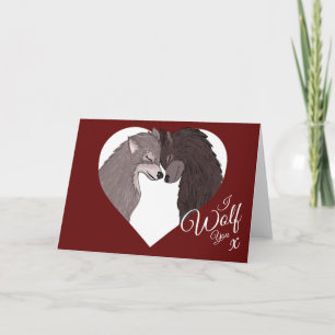 Tarjeta Te Lobo Te Amo "Feliz Día de San Valentín"